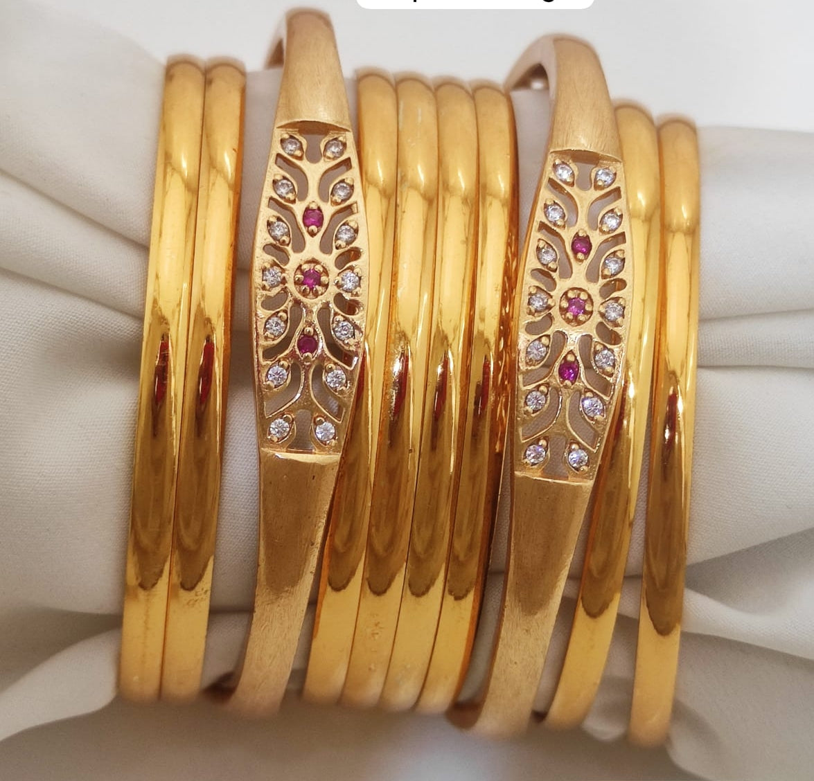 Gioielleria Stone Studded Bangles Often Found Gold Plated Indian Jewelry Set