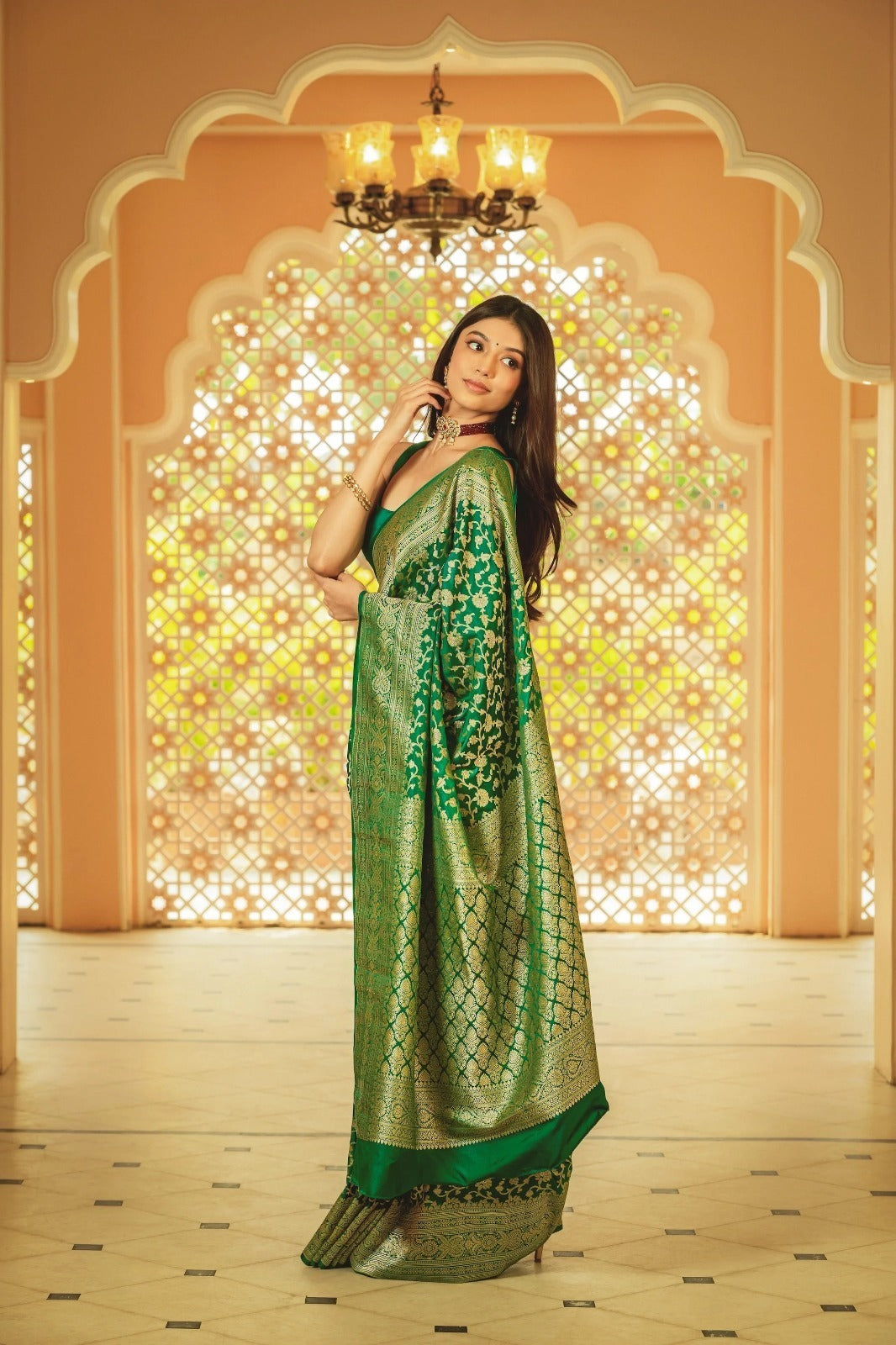 Women Green Silk Banarasi Saree