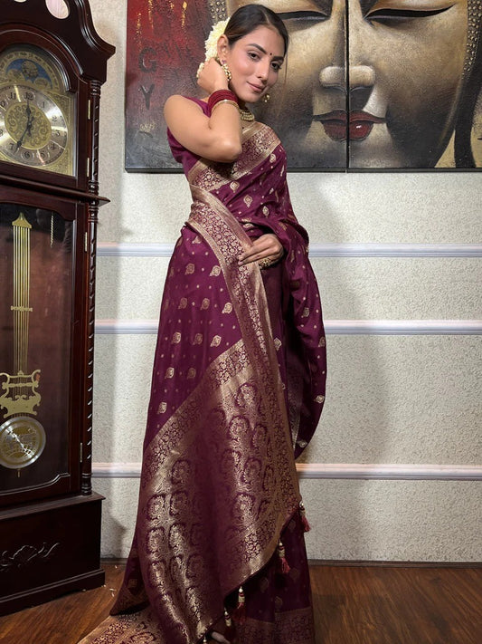 Women Purple Silk Saree