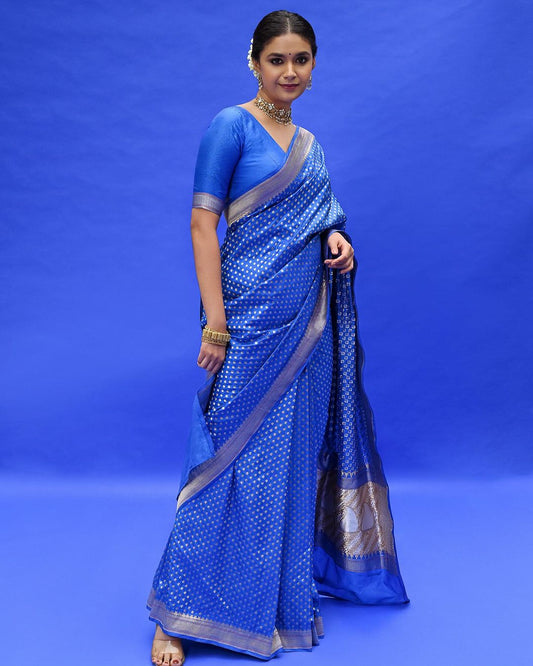 Women Blue Banarasi Silk Saree