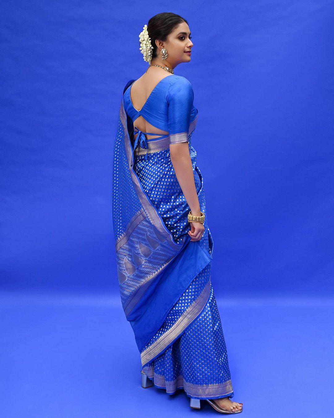 Women Blue Banarasi Silk Saree