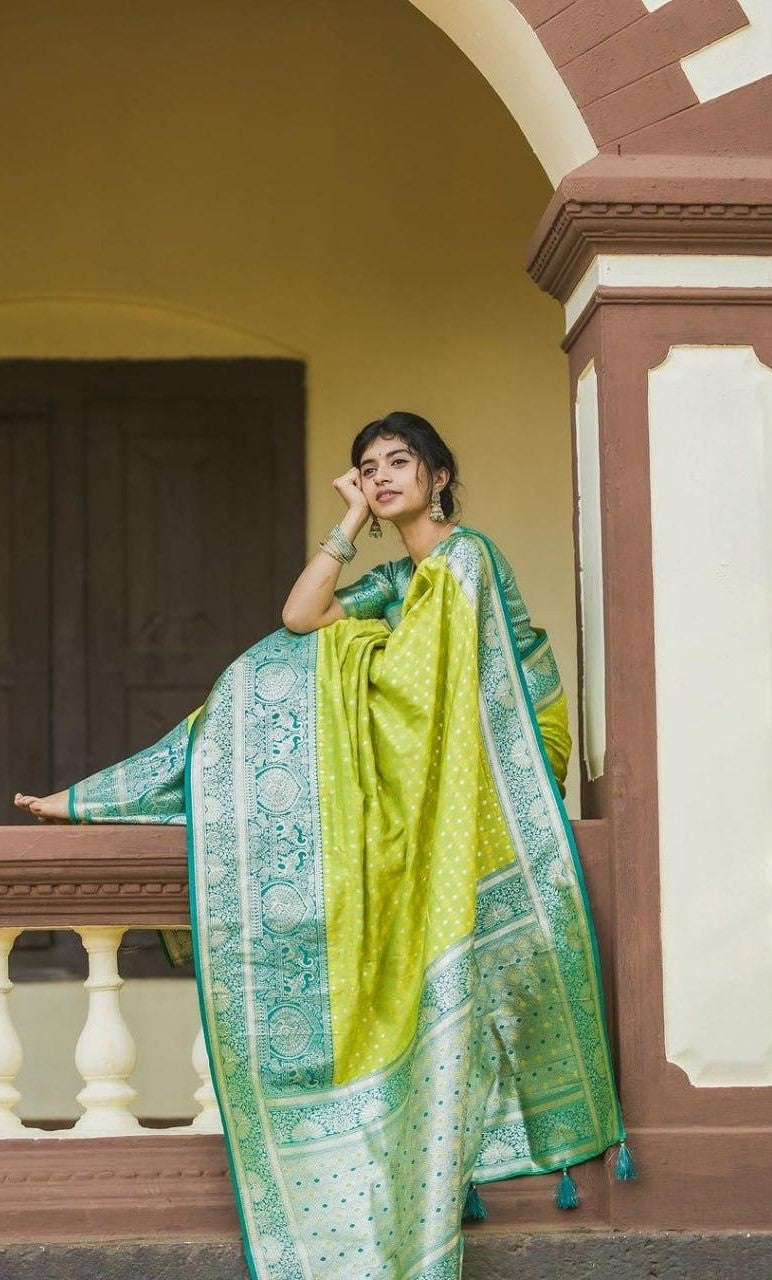 Women Light Green And Sea Green Silk Festive Wear Saree
