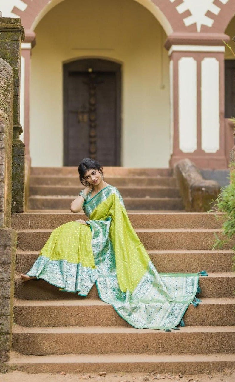 Women Light Green And Sea Green Silk Festive Wear Saree