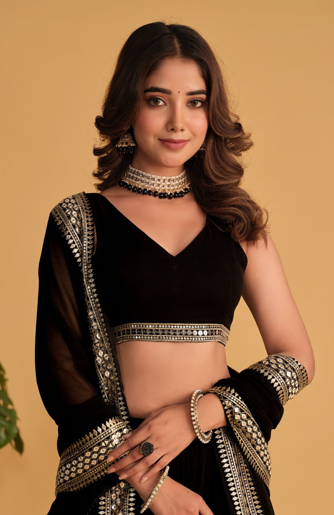 Beautiful Black Georgette Stylish Lehenga Set