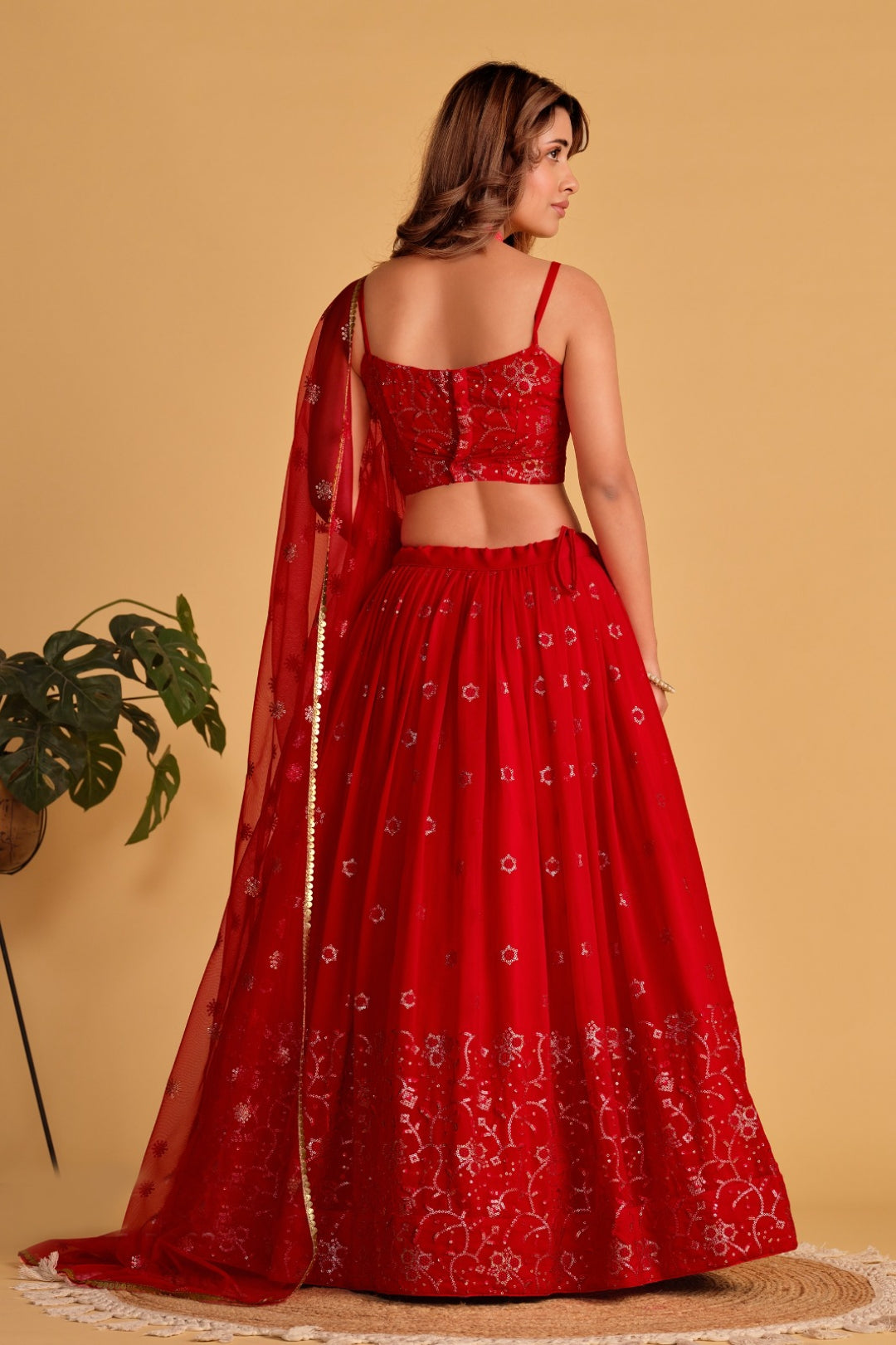 Attractive Maroon Georgette Stylish Lehenga Set