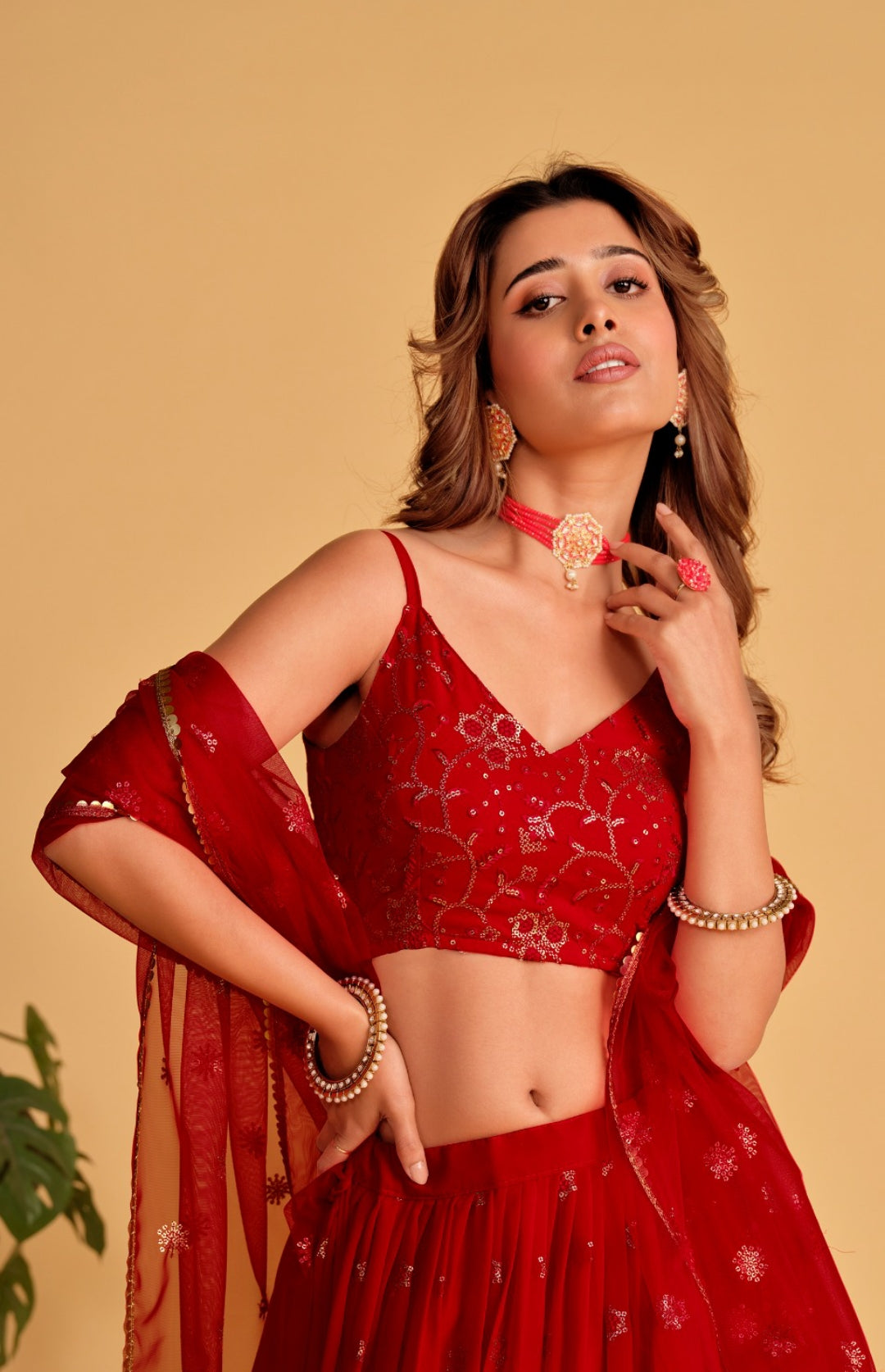 Attractive Maroon Georgette Stylish Lehenga Set