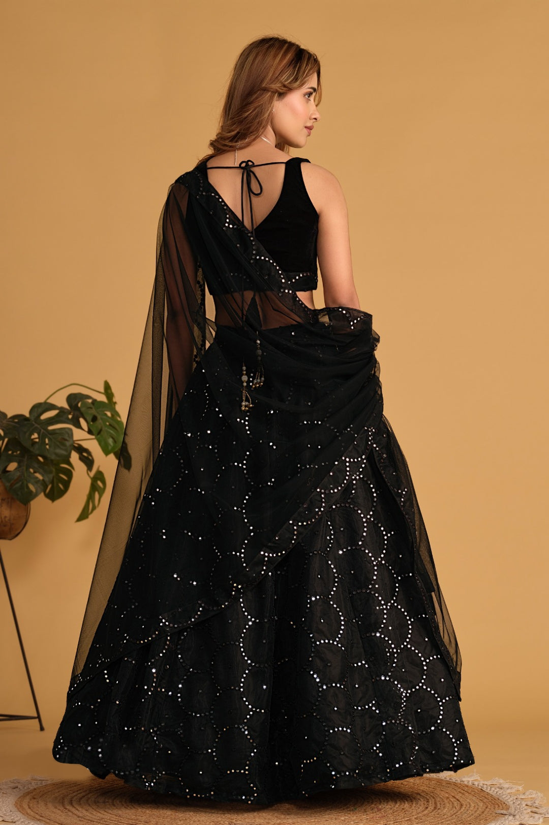 Gorgeous Black Organza Net Stylish Lehenga Set