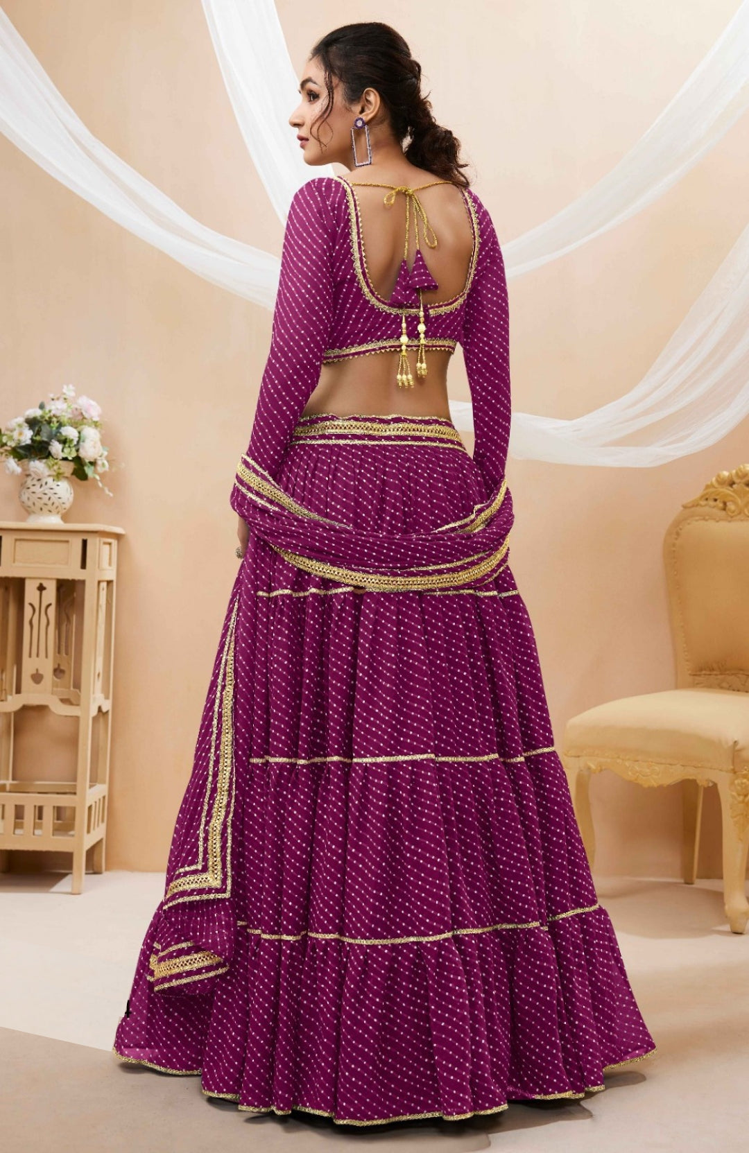 Women Purple Georgette Traditional Lehenga