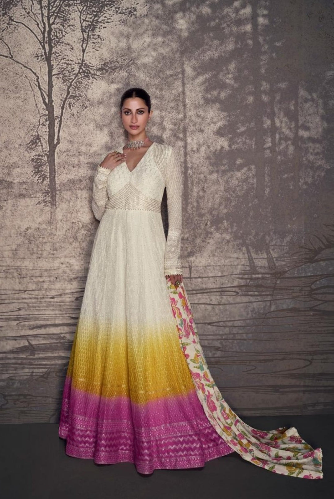 Multi Color Georgette Indo Western Dress