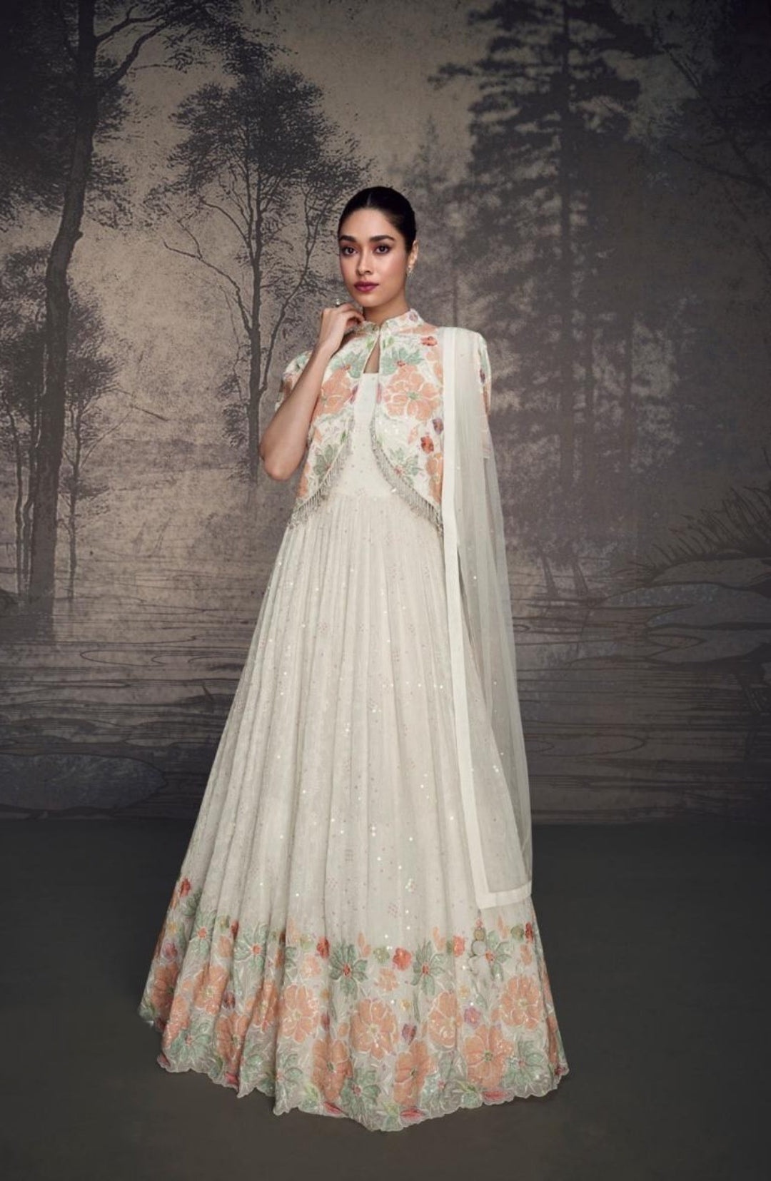 White Georgette Indo Western Dress