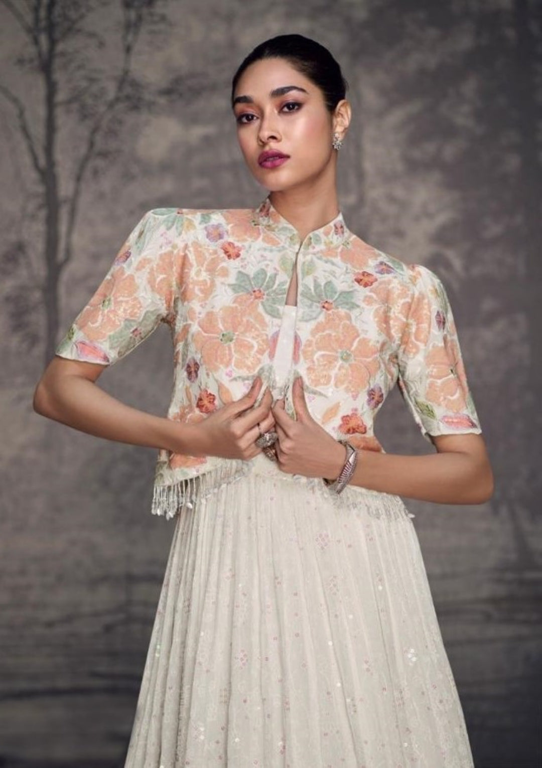 White Georgette Indo Western Dress