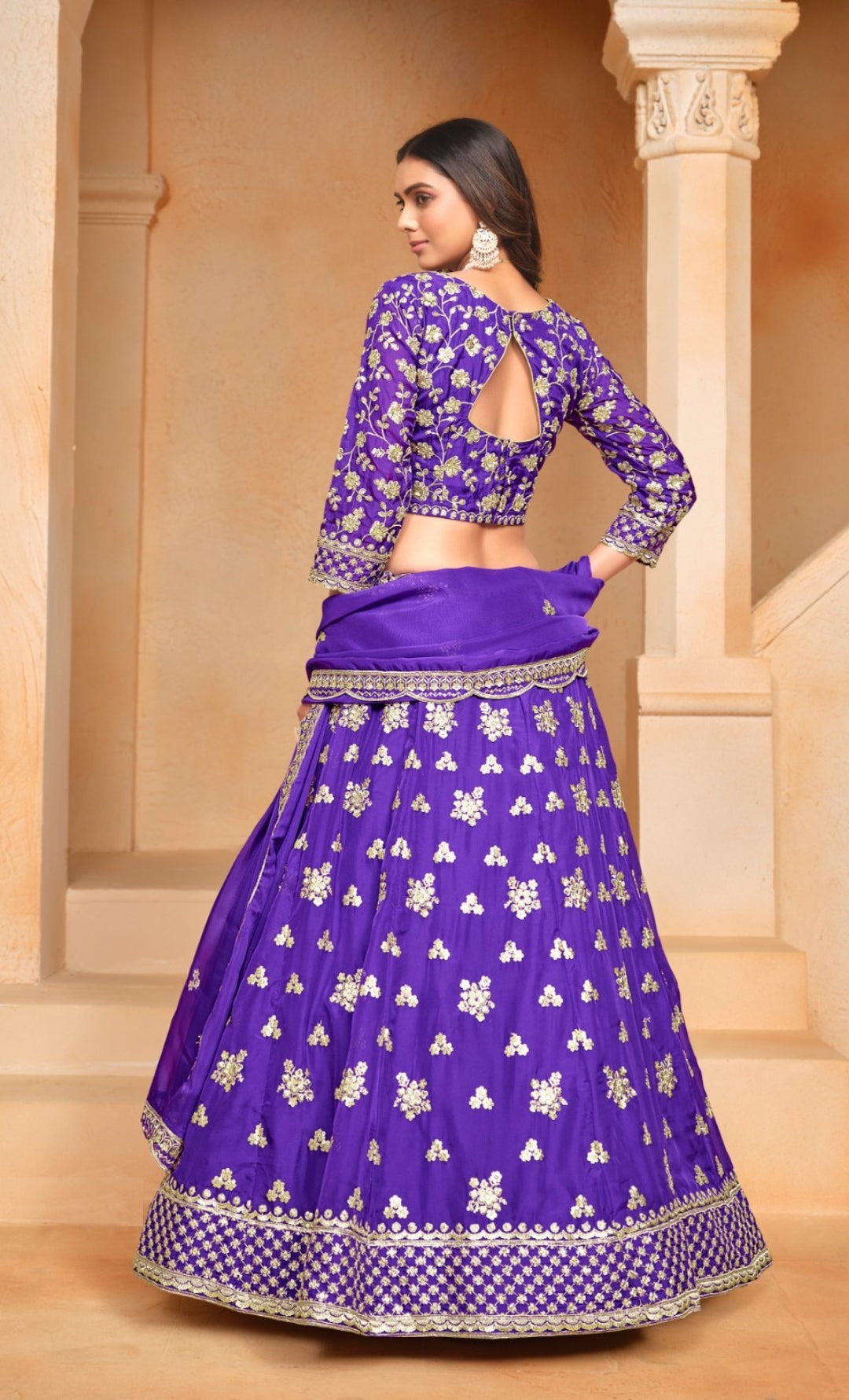 Enchanting Purple Organza Traditional Lehenga