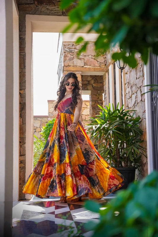 Women Multicolor Georgette Floor Length Gown