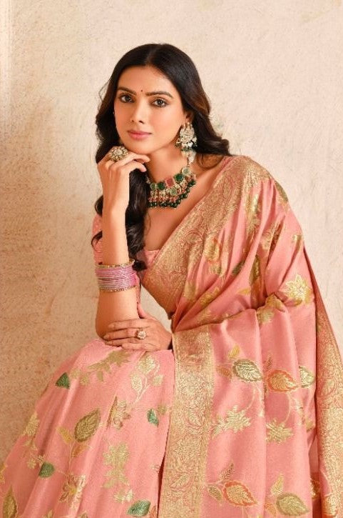 Women Light Pink Banarasi Silk Saree