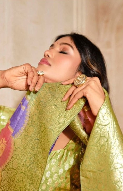 Women Green Banarasi Silk Saree