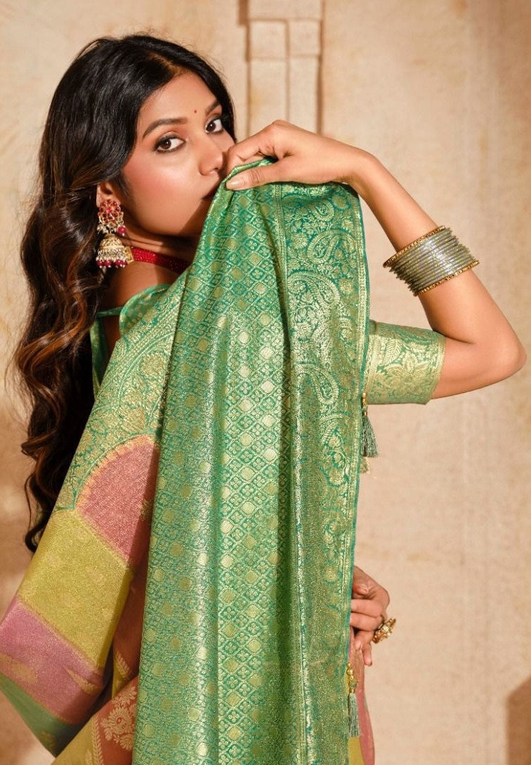 Women Ram Green Banarasi Silk Saree