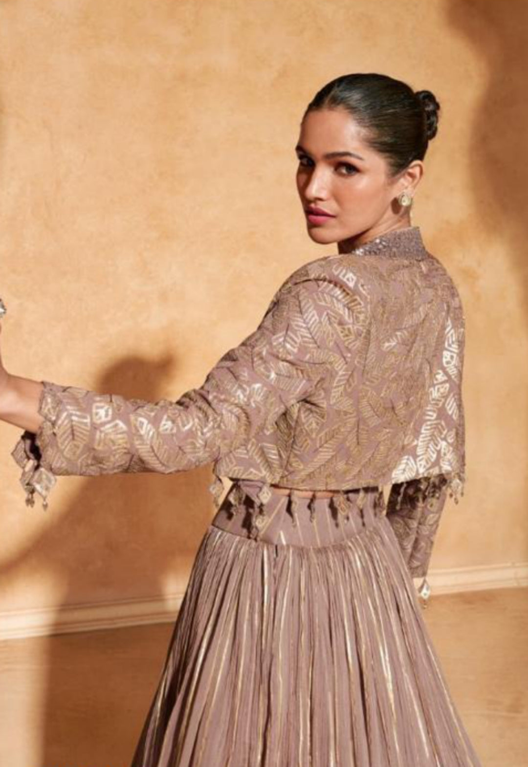 Sleek Violet Georgette Indo Western Dress