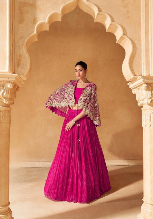 Exquisite Pink Silk Indo Western Dress