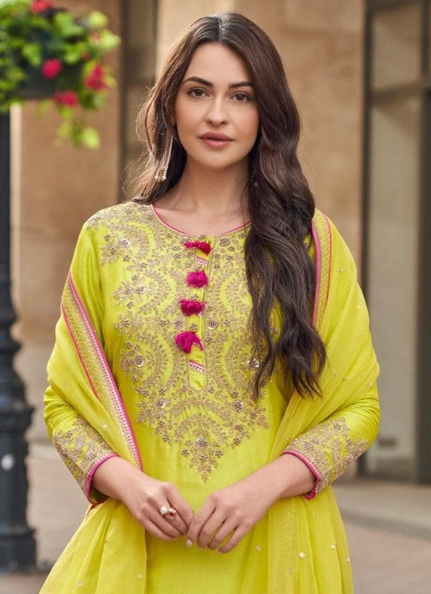 Silk Pista Green Sharara Set With Dupatta