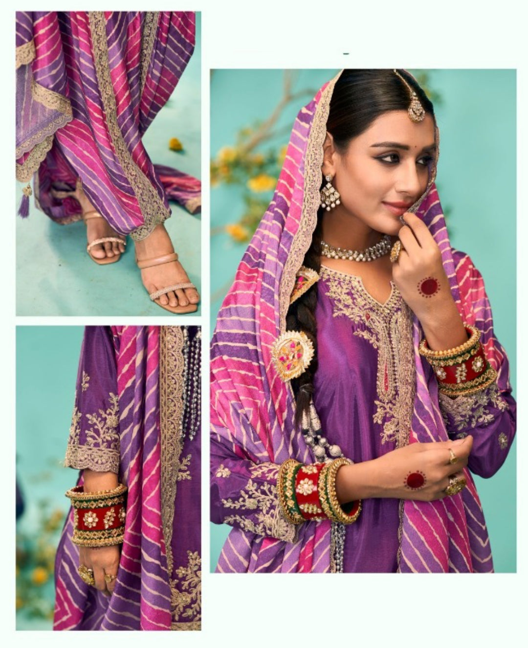 Comfy Purple Chinon Dhoti Pant Suit Set