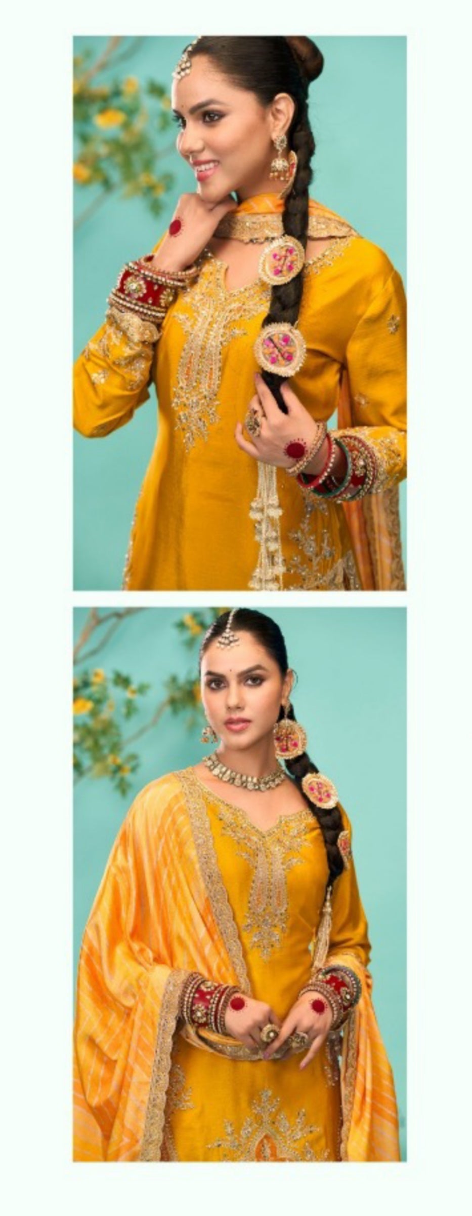 Magnificent Mustard Chinon Dhoti Pant Suit Set