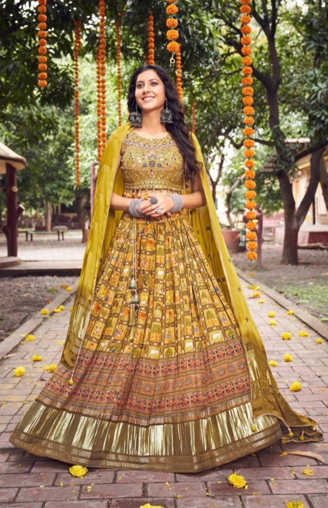 Sumptuous Mustard Silk With Embroidery Work Bridal Lehenga