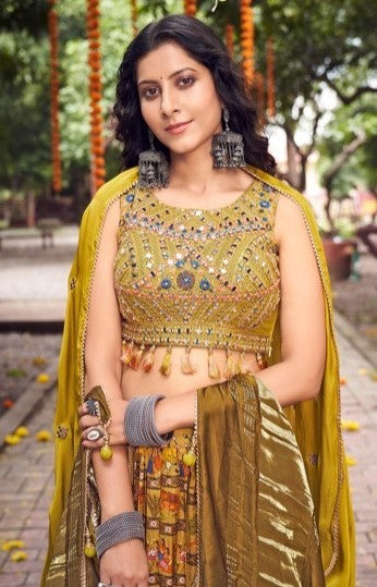 Sumptuous Mustard Silk With Embroidery Work Bridal Lehenga