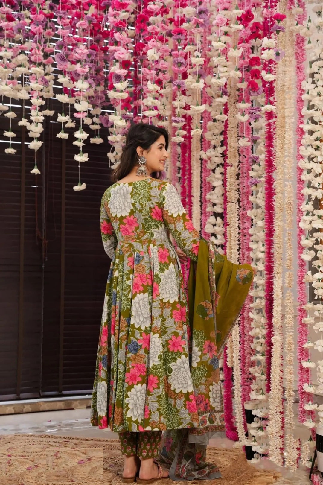 Incredible Multi Green Digital Print Anarkali Suit Set
