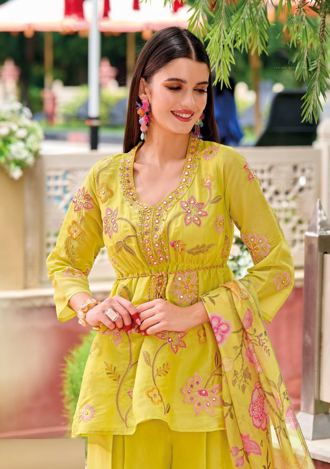 Women Yellow Viscose Simmer Pant Suit Set