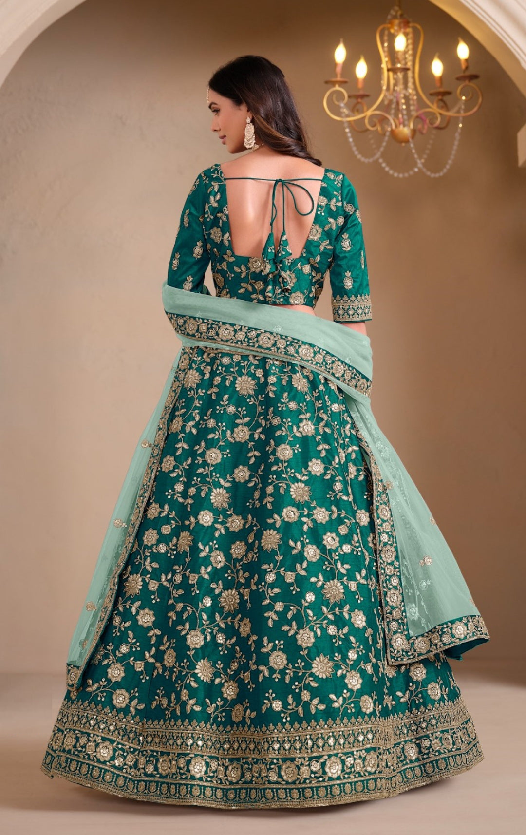 Effortless Ram Green Art Silk Traditional Lehenga