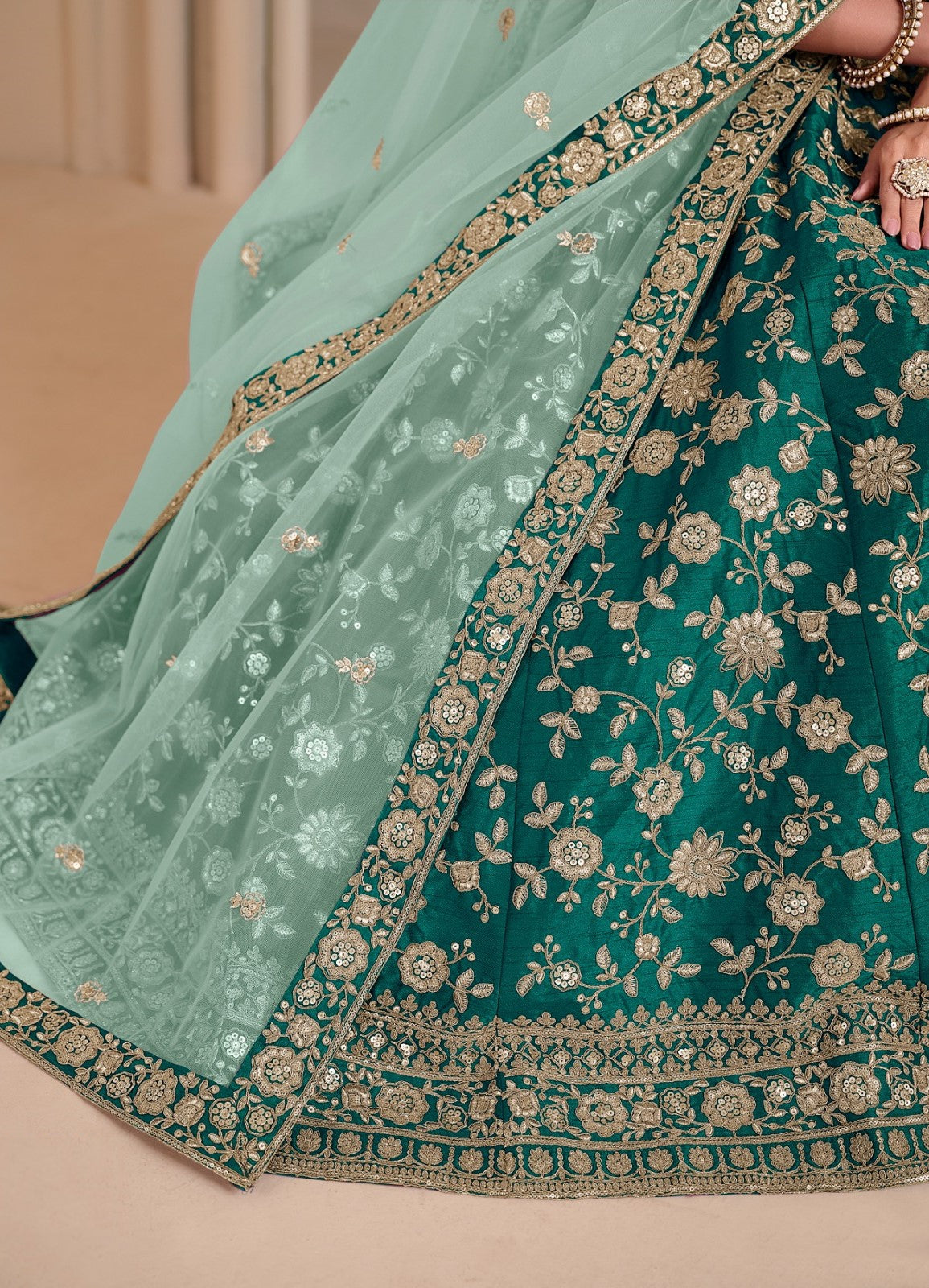Effortless Ram Green Art Silk Traditional Lehenga