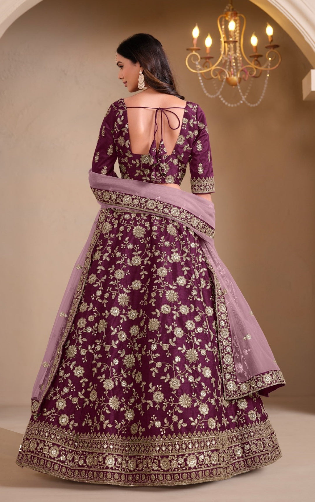 Flattering Burgundy Art Silk Traditional Lehenga