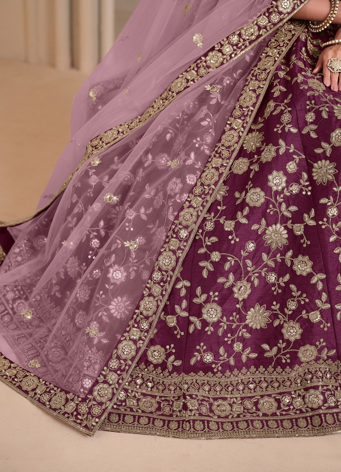 Flattering Burgundy Art Silk Traditional Lehenga