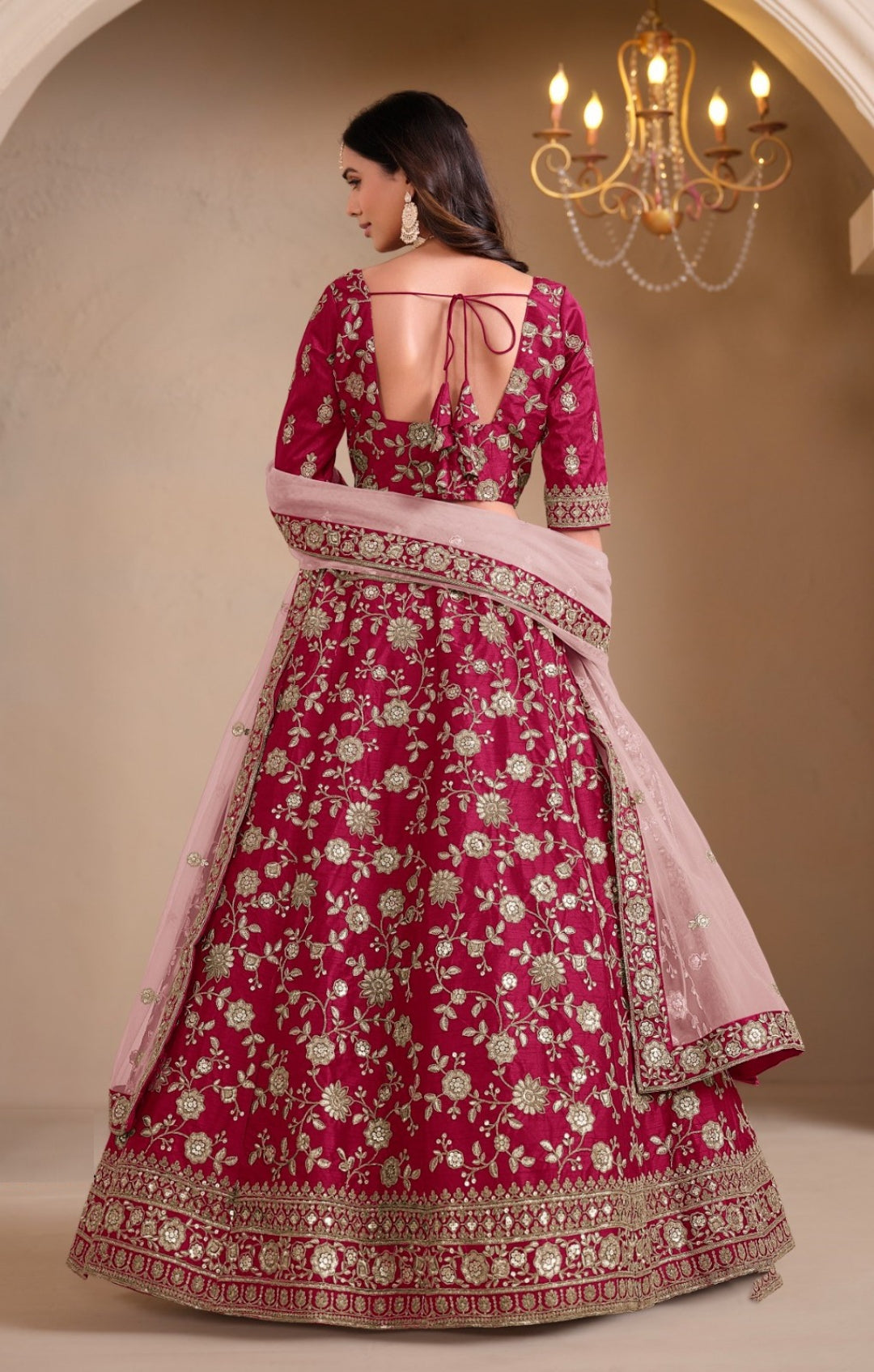 Iconic Magenta Art Silk Traditional Lehenga