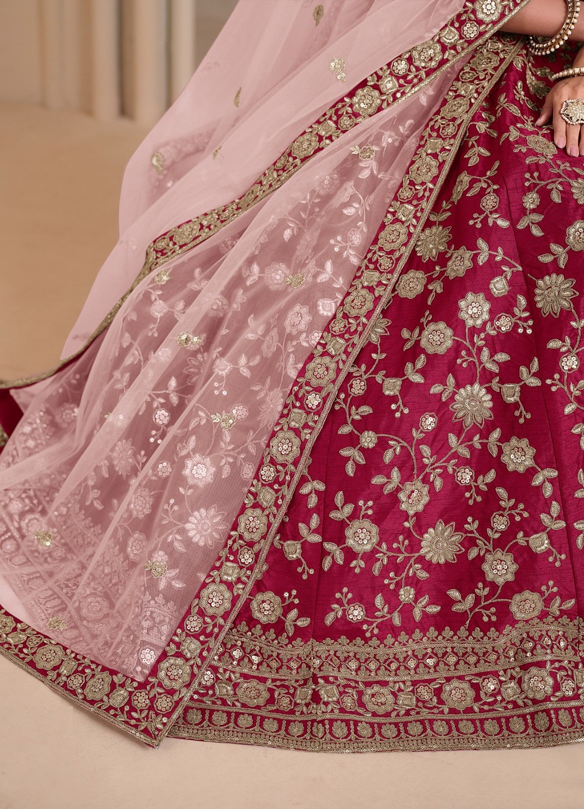 Iconic Magenta Art Silk Traditional Lehenga
