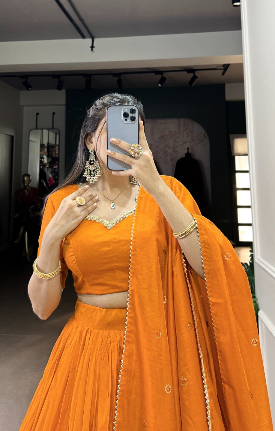 Women Mustard Chanderi With Zari Weaving Work Traditional Lehenga