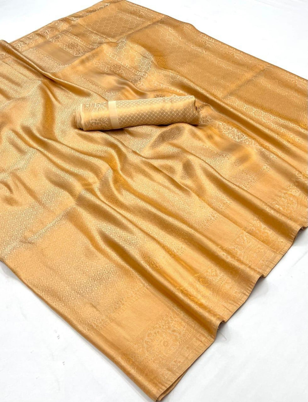 Luxe Golden Satin Jari Silk Saree