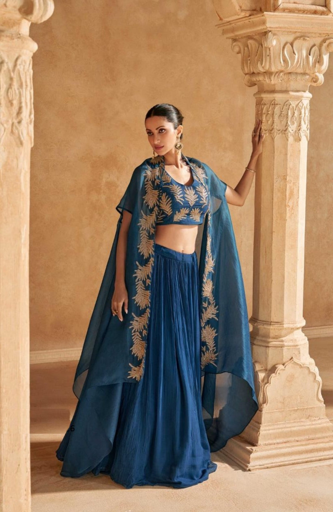 Elegant Navy Blue Chinon Stylish Lehenga