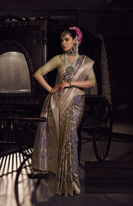 Fantastic Violet Viscose Silk Embroidery Saree