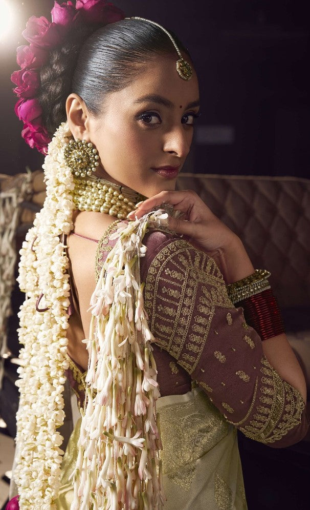 Gorgeous Light Green Viscose Silk Embroidery Saree