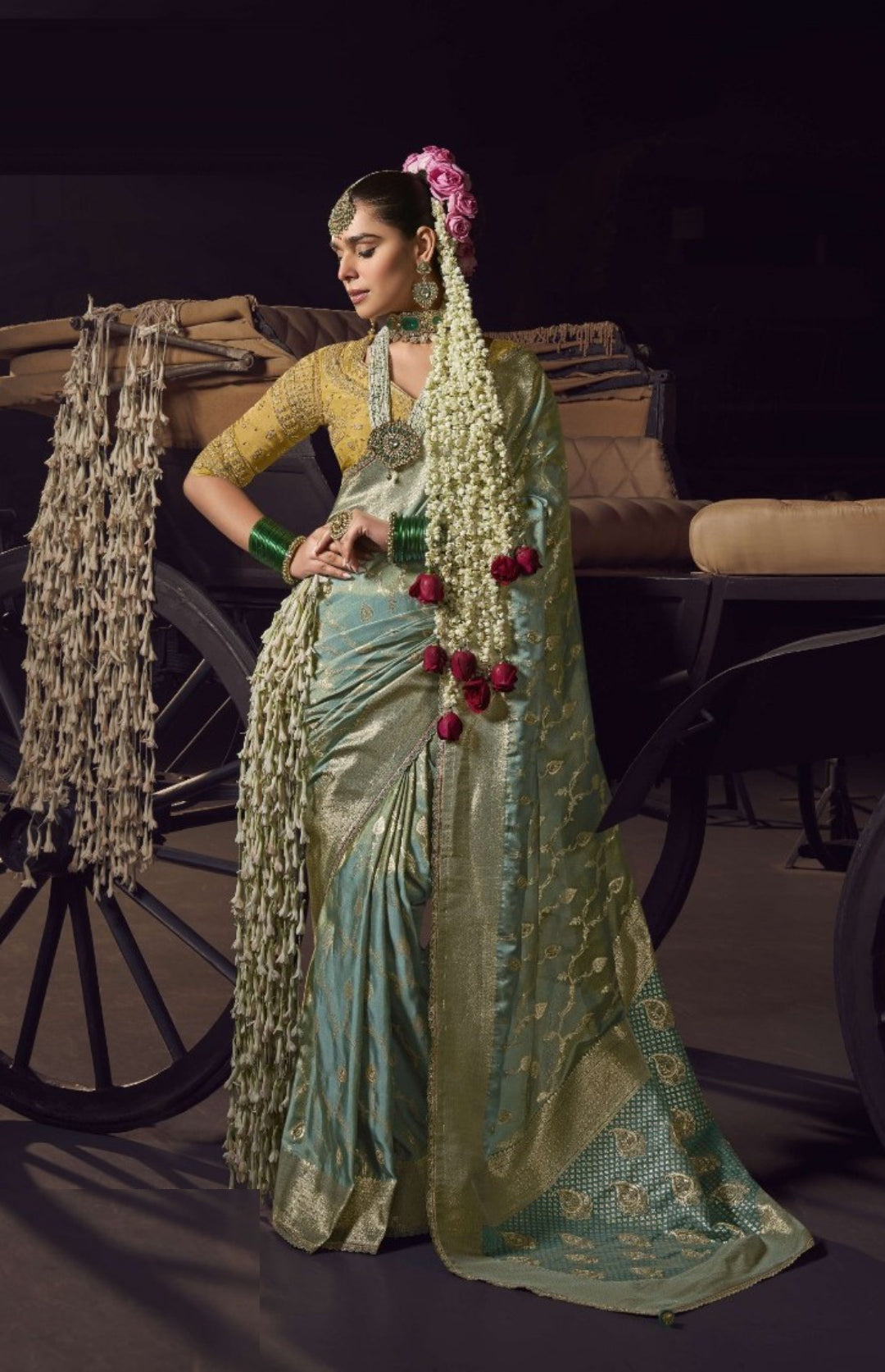 Stunnig Sky Blue Viscose Silk Embroidery Saree