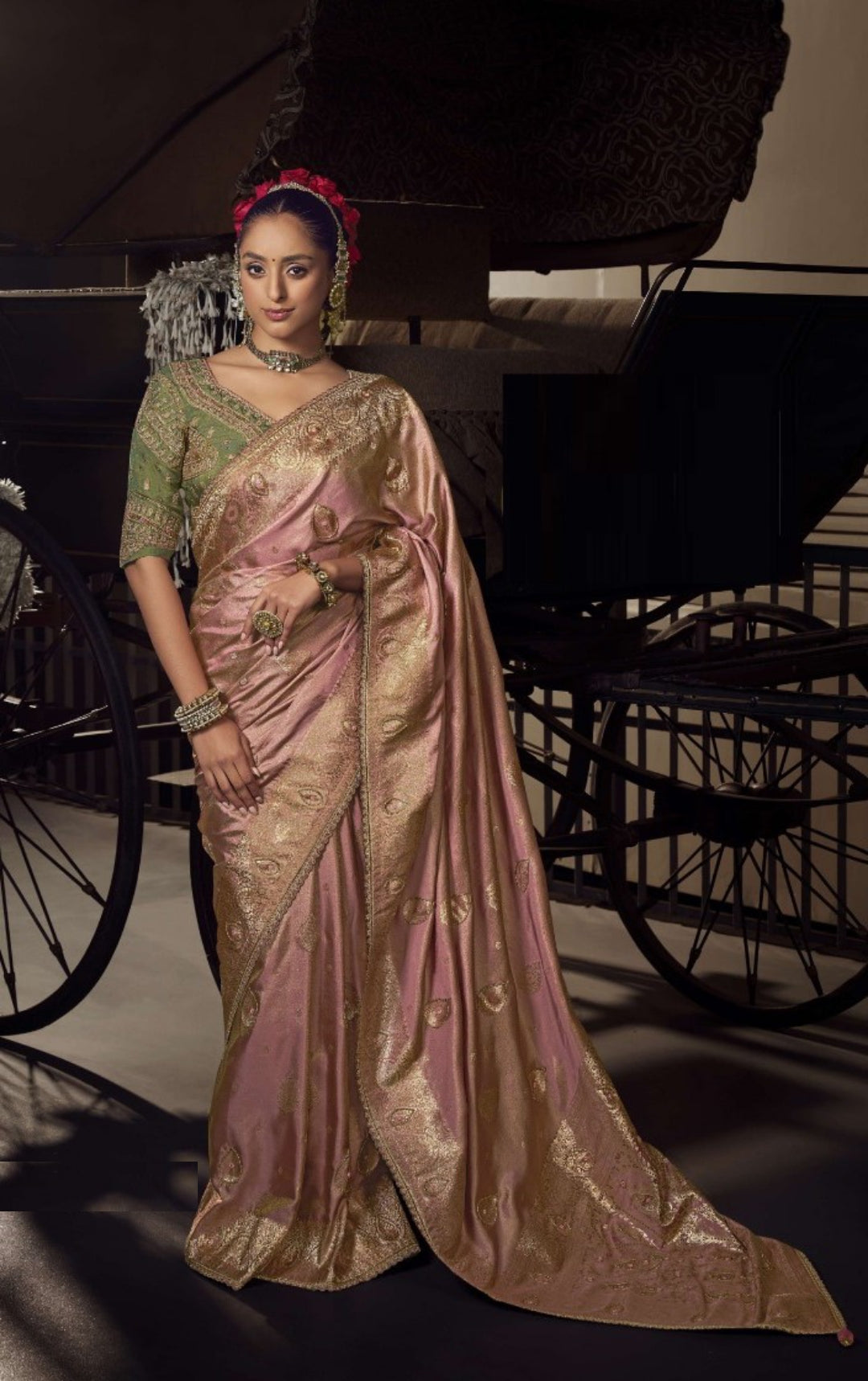 Lovely Light Pink Viscose Silk Embroidery Saree