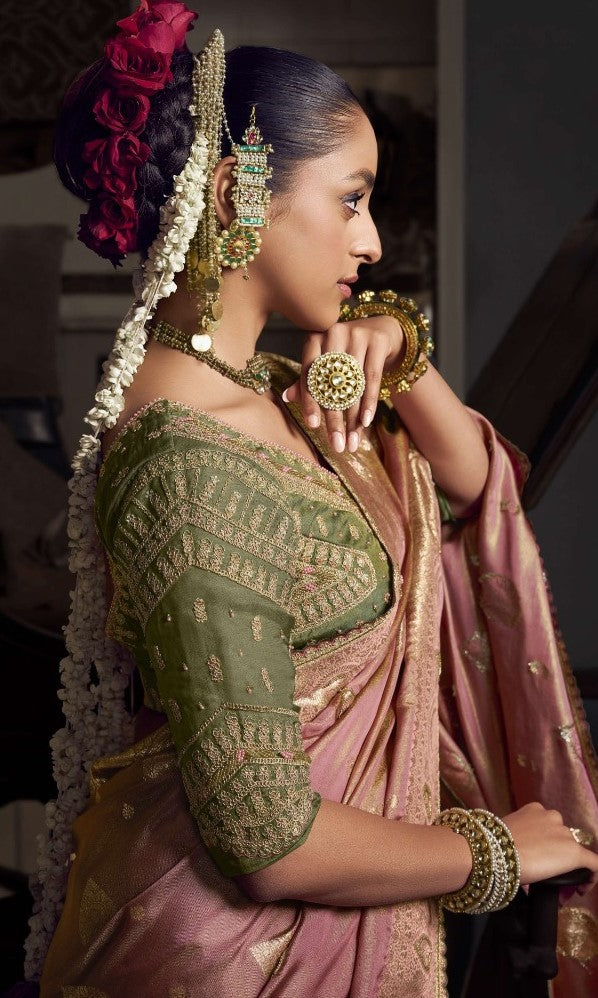 Lovely Light Pink Viscose Silk Embroidery Saree