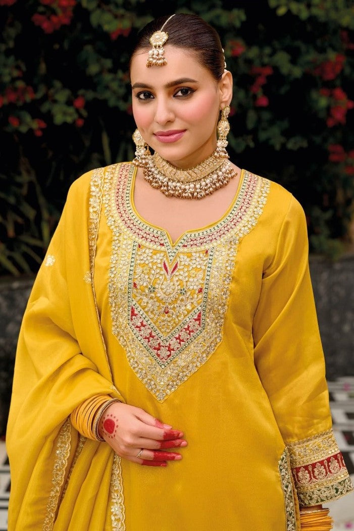 Women Mustard Shimmer Dhoti Pant Suit Set