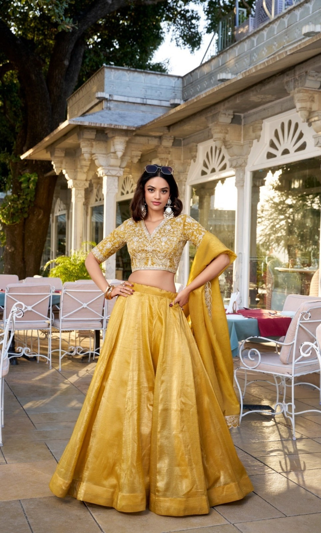 Sculpted Gold Goldie Silk Reception Lehenga