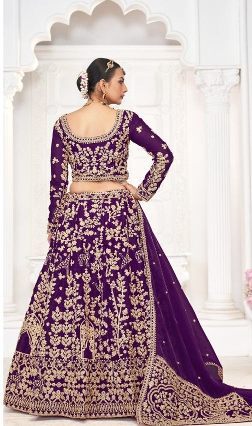 Luxurious Purple Jimmy Choo Bridal Lehenga With Embroidery Work