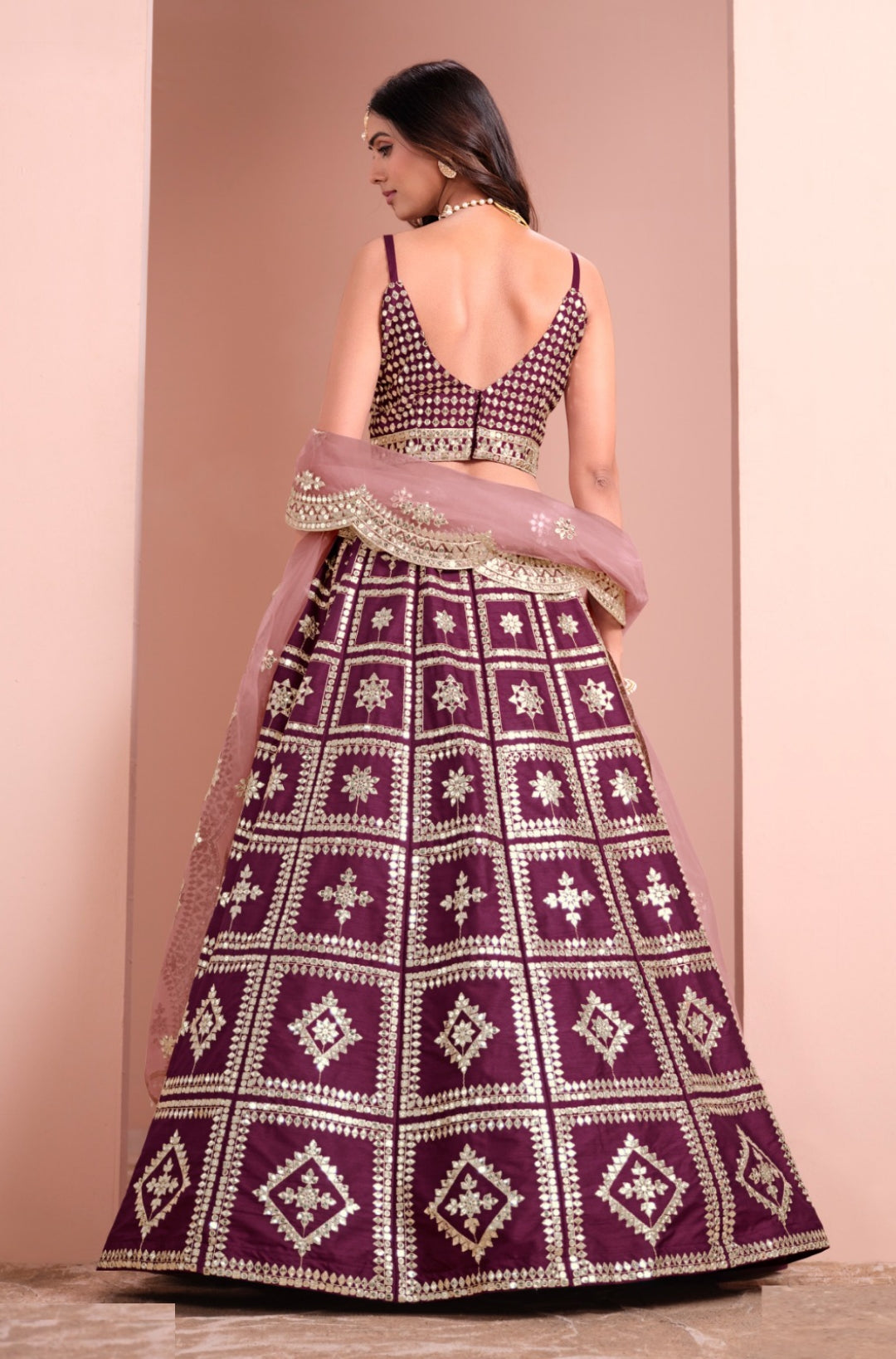 Gorgeous Purple Art Silk Gliterring Lehenga
