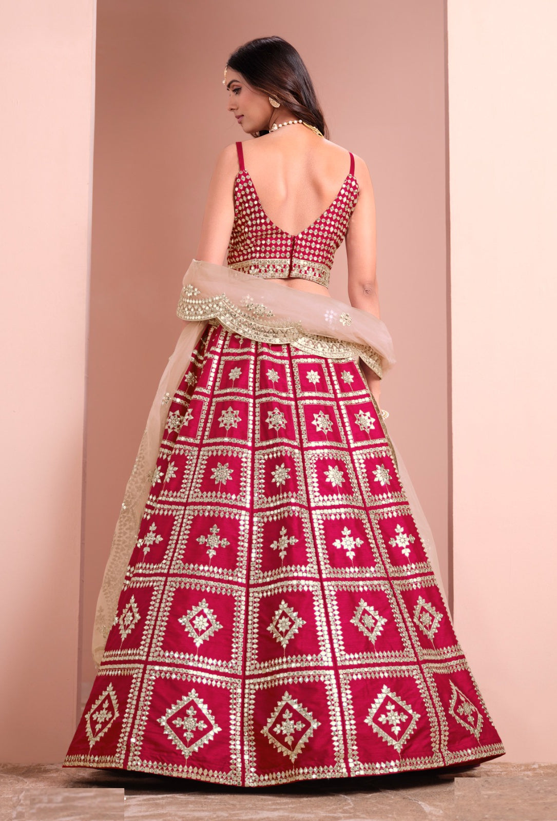 Lovely Pink Art Silk Gliterring Lehenga