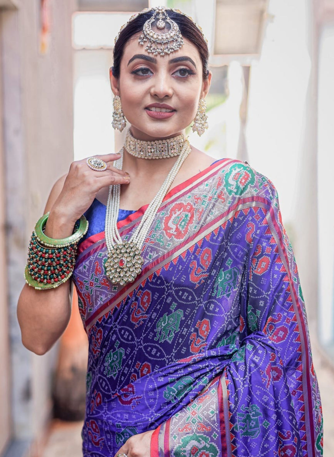 Women Blue Patola Silk Saree