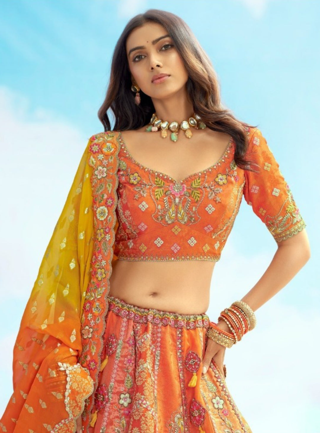 Iconic Rust Silk Stylish Lehenga